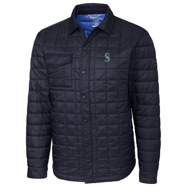 Seattle Mariners Cutter & Buck Rainier Shirt Full-Zip Jacket - Navy | MLB Shop