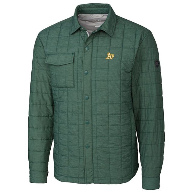 Oakland Athletics Cutter & Buck Rainier Shirt Full-Zip Jacket - Green | MLB Shop