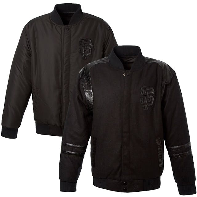 Men's San Francisco Giants JH Design Black Embroidered Alligator Logo Reversible Wool Full-Snap Jacket | MLB Shop