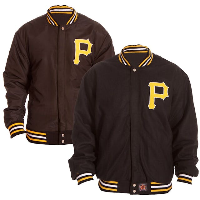 Men's Pittsburgh Pirates JH Design Black Embroidered Logo Reversible Wool Full-Snap Jacket | MLB Shop