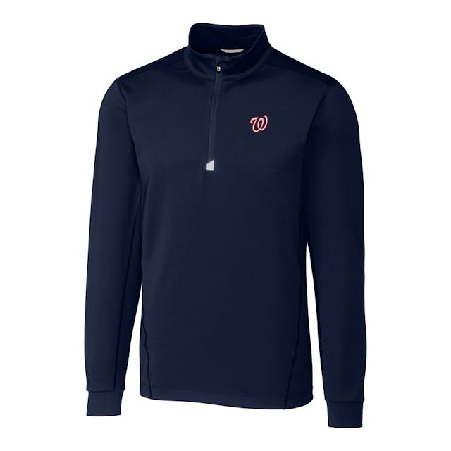 Men's Washington Nationals Cutter & Buck Navy Big & Tall Traverse Half-Zip Pullover Jacket | MLB Shop
