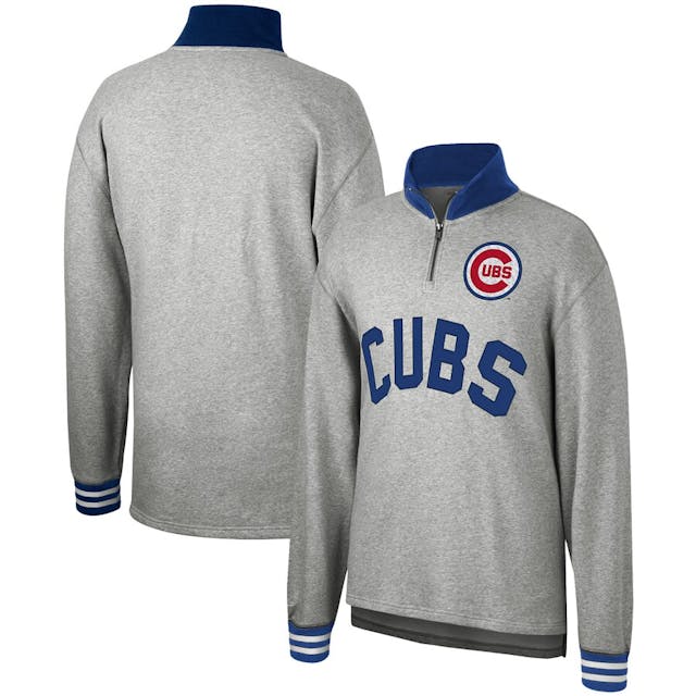 Men's Chicago Cubs Mitchell & Ness Heathered Gray Sealed the Victory Quarter-Zip Pullover Jacket | MLB Shop