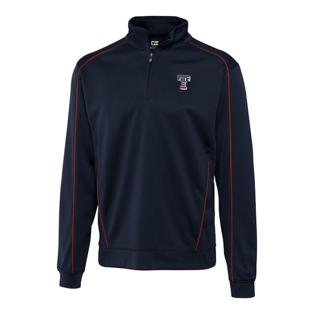 Men's Texas Rangers Cutter & Buck Navy/Red Stars & Stripes Big & Tall DryTec Edge Half-Zip Pullover Jacket | MLB Shop
