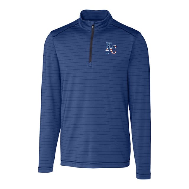 Men's Kansas City Royals Cutter & Buck Navy Stars & Stripes Big & Tall Holman Stripe Quarter-Zip Pullover Jacket | MLB Shop