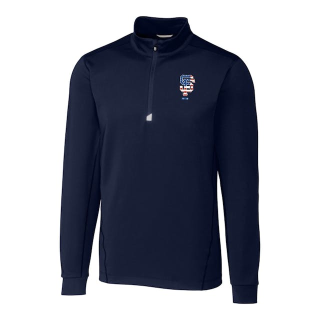 Men's San Francisco Giants Cutter & Buck Navy Stars & Stripes Traverse Half-Zip Pullover Jacket | MLB Shop