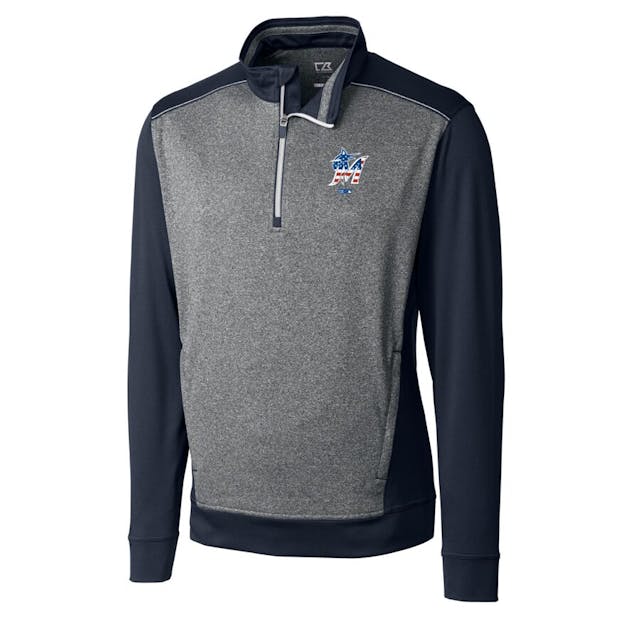 Men's Miami Marlins Cutter & Buck Navy Stars & Stripes Replay Half-Zip Pullover Jacket | MLB Shop