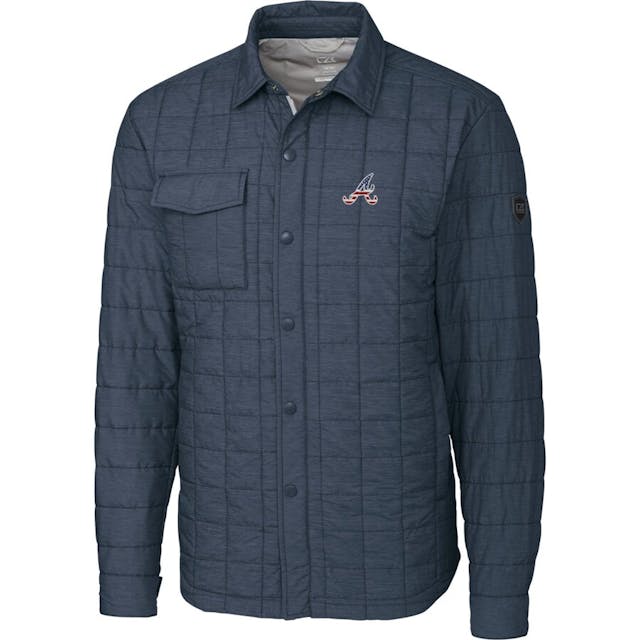 Men's Atlanta Braves Cutter & Buck Gray Stars & Stripes Full-Zip Rainier Shirt Jacket | MLB Shop