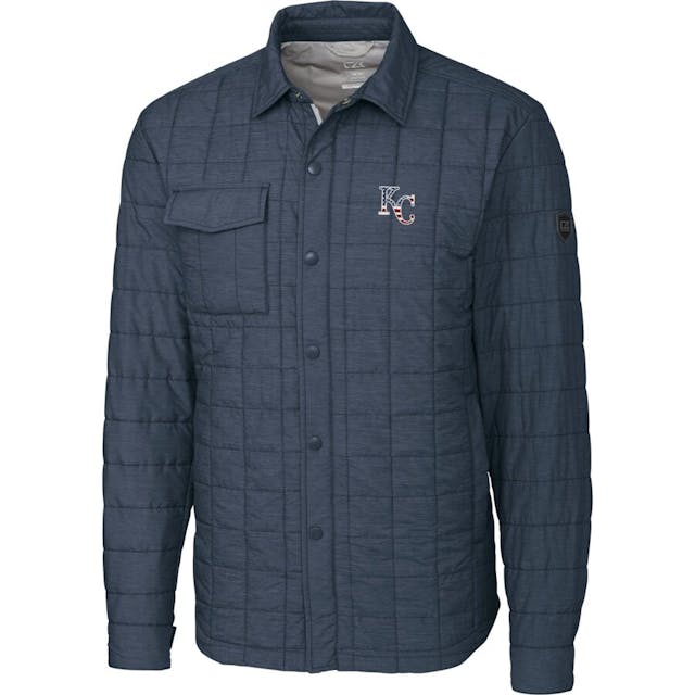 Men's Kansas City Royals Cutter & Buck Gray Stars & Stripes Full-Zip Rainier Shirt Jacket | MLB Shop