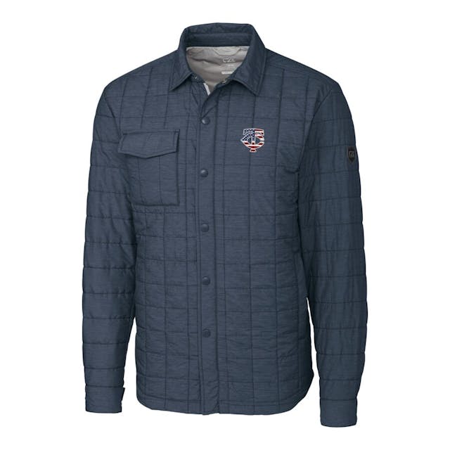 Men's Minnesota Twins Cutter & Buck Gray Stars & Stripes Full-Zip Rainier Shirt Jacket | MLB Shop