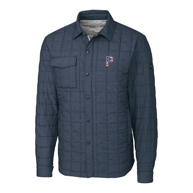 Men's Pittsburgh Pirates Cutter & Buck Gray Stars & Stripes Full-Zip Rainier Shirt Jacket | MLB Shop