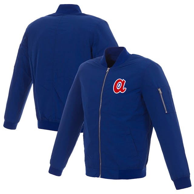 Men's Atlanta Braves JH Design Royal Nylon Bomber Jacket with Embroidered Logo | MLB Shop