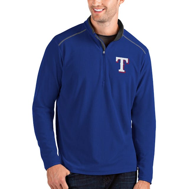 Men's Texas Rangers Antigua Royal Glacier Quarter-Zip Pullover Jacket | MLB Shop