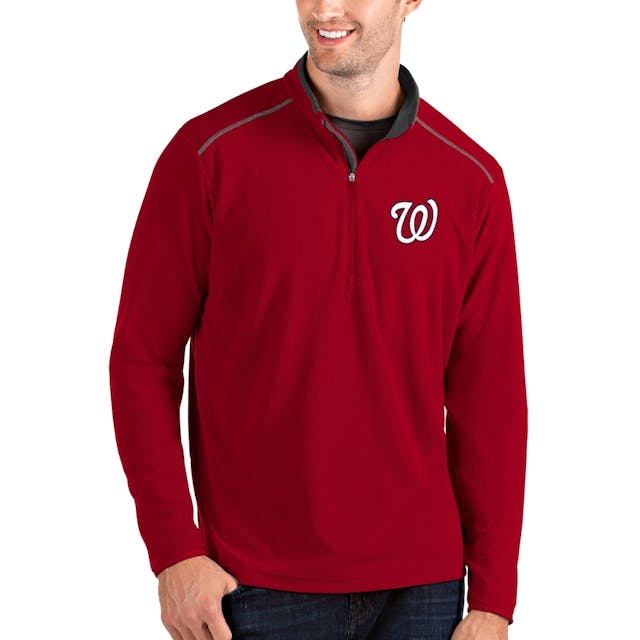 Men's Washington Nationals Antigua Red Glacier Quarter-Zip Pullover Jacket | MLB Shop