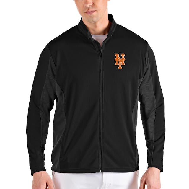 Men's New York Mets Antigua Black Passage Full-Zip Jacket | MLB Shop