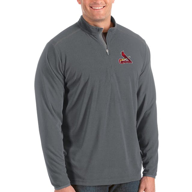 Men's St. Louis Cardinals Antigua Gray Big & Tall Glacier Quarter-Zip Pullover Jacket | MLB Shop