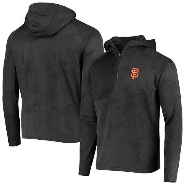 Men's San Francisco Giants Levelwear Charcoal The Fuze Raglan Quarter-Zip Pullover Hoodie | MLB Shop