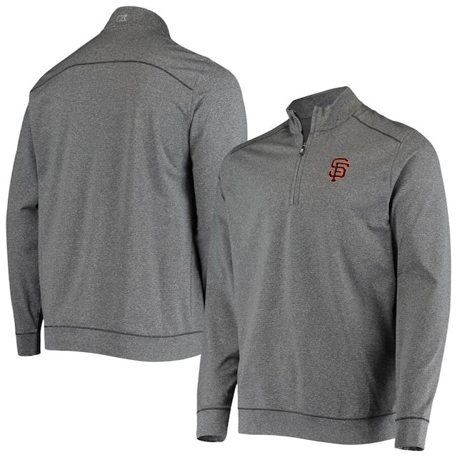 Men's San Francisco Giants Cutter & Buck Heathered Gray Shoreline DryTec Half-Zip Jacket | MLB Shop