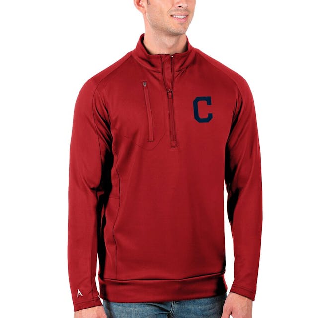 Men's Cleveland Indians Antigua Red Generation Quarter-Zip Pullover Jacket | MLB Shop