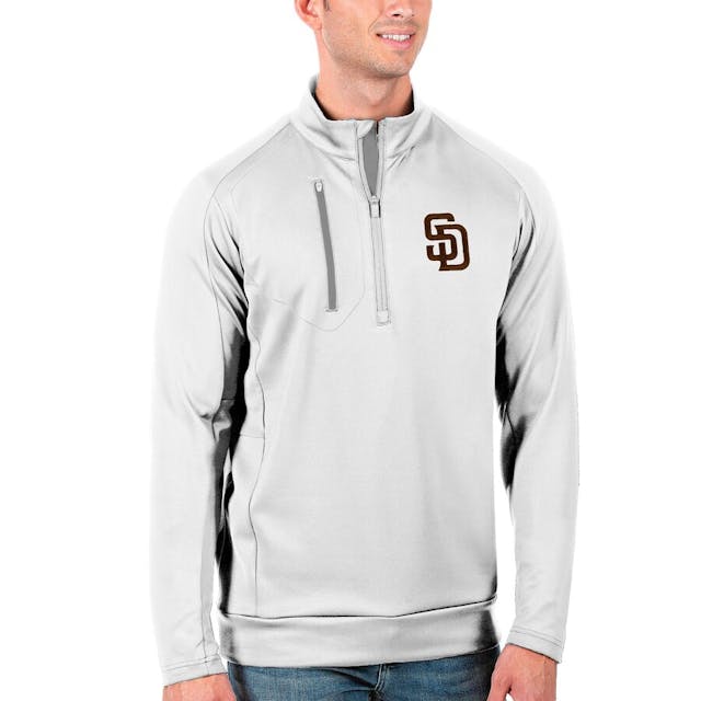 Men's San Diego Padres Antigua White Generation Quarter-Zip Pullover Jacket | MLB Shop