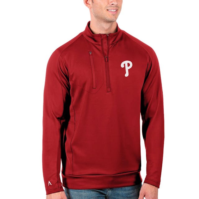 Men's Philadelphia Phillies Antigua Red Big & Tall Generation Quarter-Zip Pullover Jacket | MLB Shop