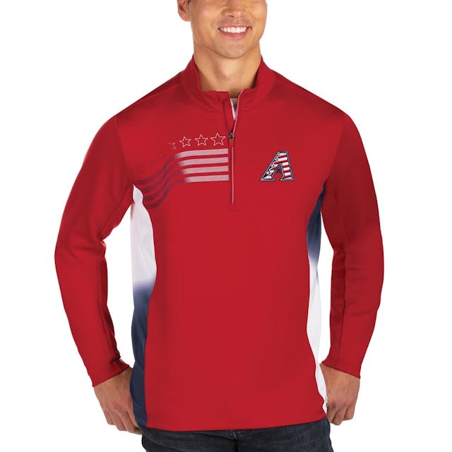 Men's Arizona Diamondbacks Antigua Red Liberty Quarter-Zip Pullover Jacket | MLB Shop