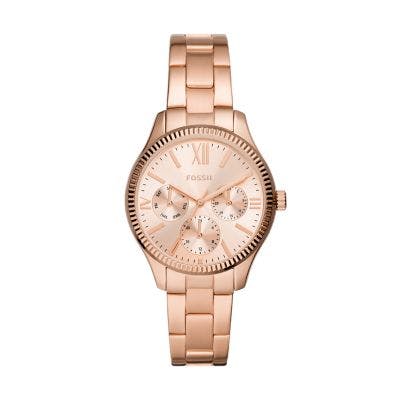 Fossil Rye Multifunction Rose Gold-Tone Stainless Steel Watch
