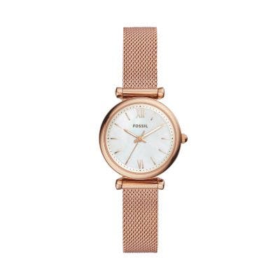 Fossil Carlie Three-Hand Rose Gold-Tone Stainless Steel Watch