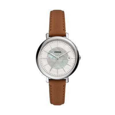 Fossil Jacqueline Solar Brown Leather Watch