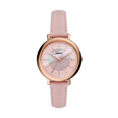 Fossil Jacqueline Solar Pink Leather Watch