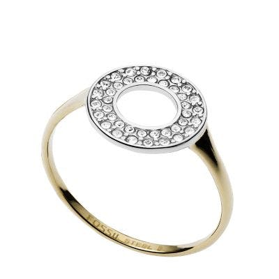 Fossil Two-Tone Steel and Glitz Ring