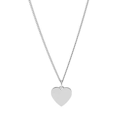 Fossil Engravable Heart Stainless Steel Necklace
