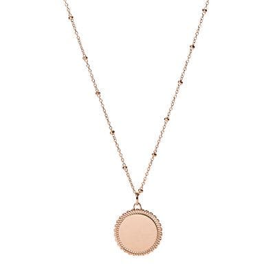 Fossil Scalloped Disc Rose Gold-Tone Stainless Steel Necklace