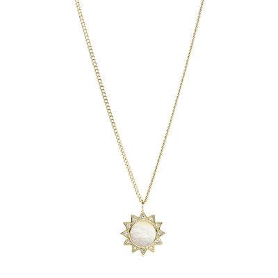 Fossil You Are My Sunshine Mother-of-Pearl Stainless Steel Pendant Necklace