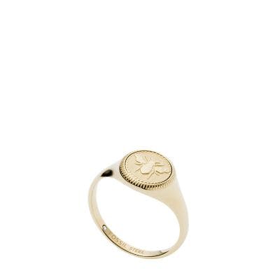 Fossil Vintage Coin Collection Gold-Tone Stainless Steel Signet Ring