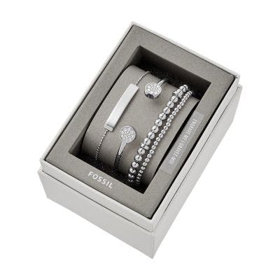 Fossil Silver-Tone Steel Bracelet Gift Set