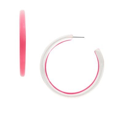 Fossil Pink Resin Hoop Earrings