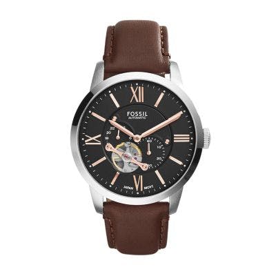 Fossil Townsman Automatic Leather Watch Brown