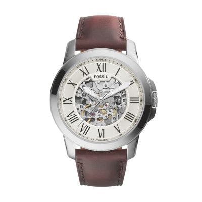 Fossil Grant Automatic Dark Brown Leather Watch