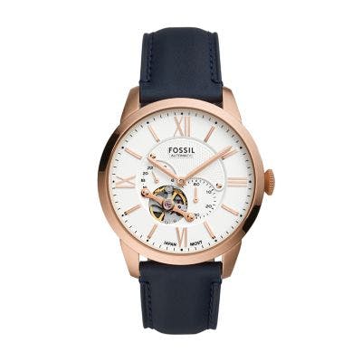 Fossil Townsman Automatic Navy Leather Watch