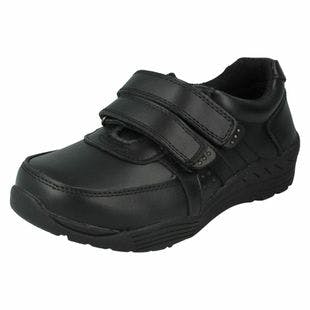 SALE Boys N1078 black coated leather riptape School shoes by Red Tag | Ebay