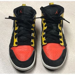 Nike Air Jordan Boys Size 2.5 Black Yellow Orange & White Athletic Sneaker Shoes  | eBay