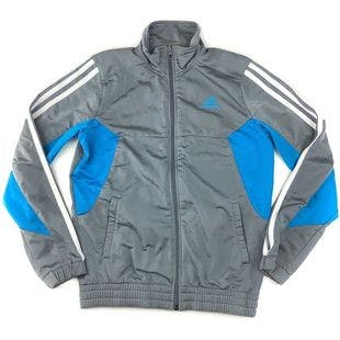 Adidas Boys Gray Blue Zip Up Sport Track Jacket & Pockets Youth Size M 10-12 | Ebay