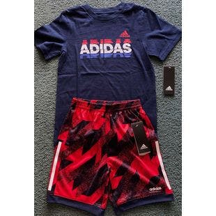 NWT adidas Boys YSM Navy Blue/Red/White 2pc Shorts Set | Ebay