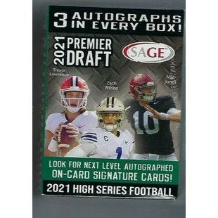 2021 Sage Premier Draft High Series Football Blaster Box 3 Autos In every Box 856776006988 | eBay