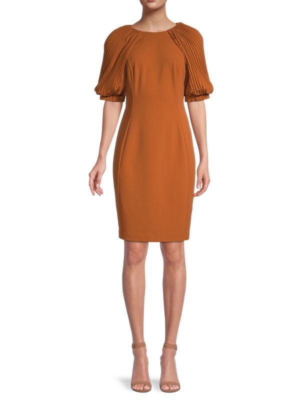Calvin Klein Pleated-Sleeve Sheath Dress