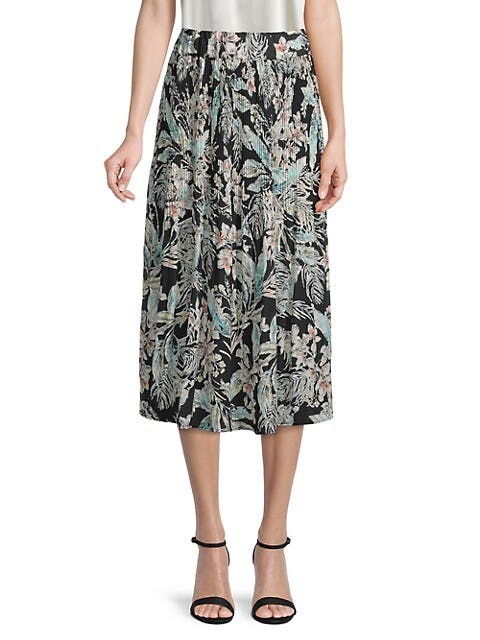 Chenault Floral-Print Pleated Skirt