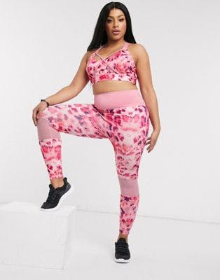 Wolf & Whistle Curve Eco set with bra and leggings in pink petal print | ASOS
