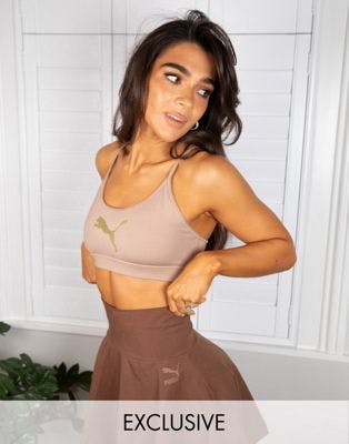 Puma Training x Stef Fit logo bra in taupe exclusive to ASOS | ASOS