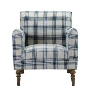  Mandan Navy Upholstered Accent Amchair with Plaid Pattern | The Home Depot
