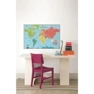  Kids World Map Wall Decal | The Home Depot